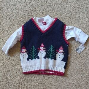 New with Tags Great Guy Vintage Snowman Sweater Vest & Long Sleeve Shirt Sz 3-6